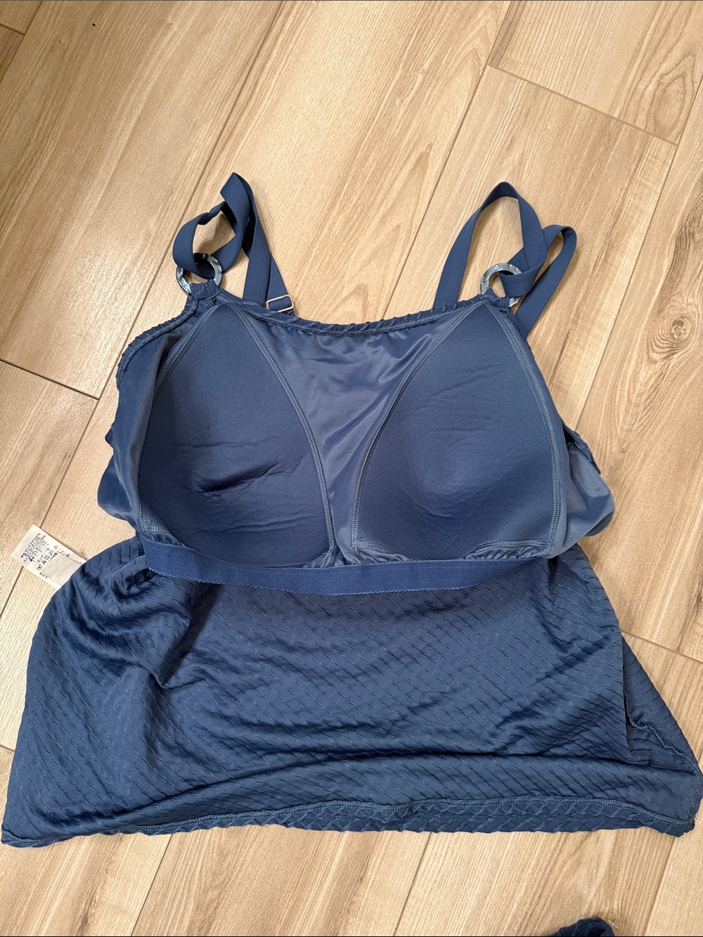 Lands' End Navy Textured Tankini Top and Skirt Swim Set - Picture 5 of 9